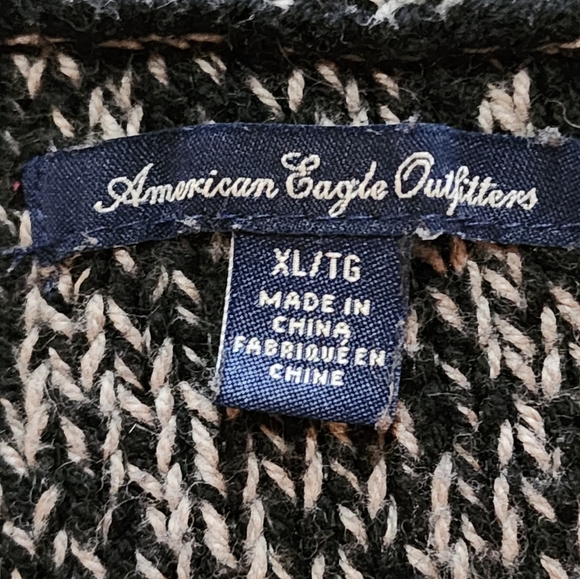 American Eagle XL Marled Knit Sweater Open Stitch Black White Slouchy Cozy - Picture 9 of 10